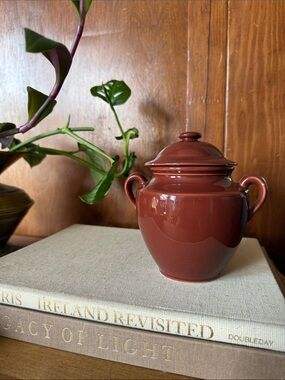 Cote Table Glossy Rust Red Lidded Ceramic Sugar Jar
